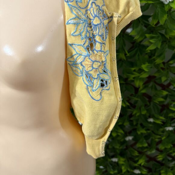 🌼 Vintage Forever 21 Embroidered Puff Sleeve Cardigan – 100% Cotton 🌼 - Picture 6 of 8